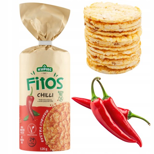 Przejdź do produktu Kupiec Fitos Wafle Kukurydziane Chilli Chrupka Przekąska 120g