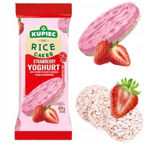 Przejdź do produktu Kupiec Wafle Ryżowe W Polewie Jogurtowej Truskawkowe 60 g