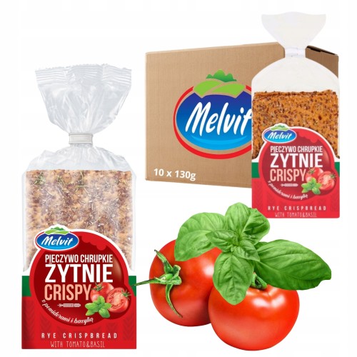 Przejdź do produktu Melvit Crispy Pyszne Pieczywo Chrupkie Żytnie Z Pomidorami I Bazylią 130 g