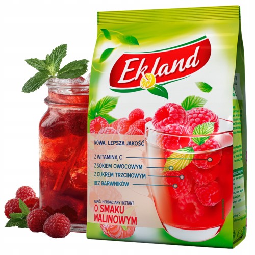 Przejdź do produktu Ekland Napój Herbaciany instant Malinowy 300g do Picia na Zimno i Gorąco