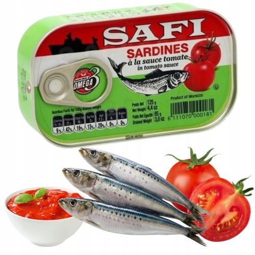 Przejdź do produktu Sardynki Marokańskie w Sosie Pomidorowym 30,9 % SAFI MK 0,125 kg Konshurt