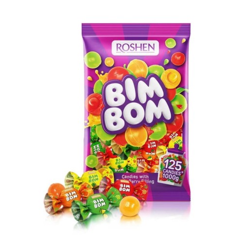 Przejdź do produktu Cukierki Roshen BIM BOM Landrynki z Nadzieniem Owocowe Smaki 1kg