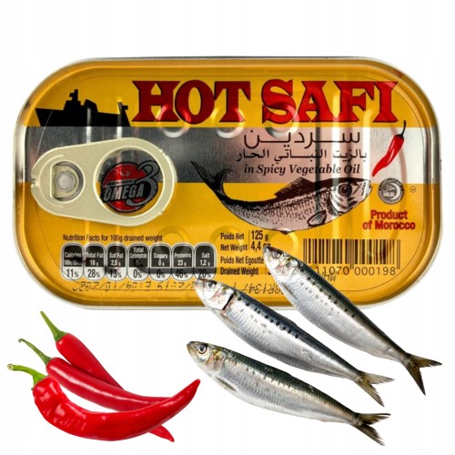 Przejdź do produktu Mk Sardynki Marokańskie Pikantne w Oleju z Chili HOT SAFI 0,125 kg Konshurt
