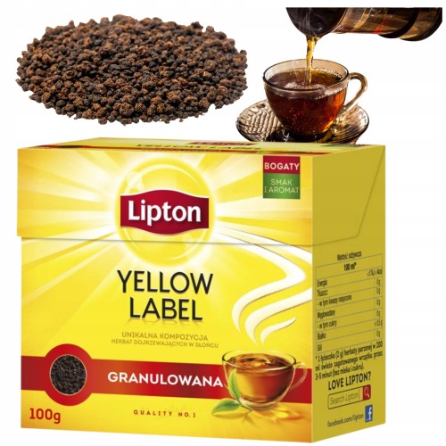 Przejdź do produktu Herbata Czarna Granulowana Lipton YELLOW LABEL 100g z Bogaty Aromat Herbaty