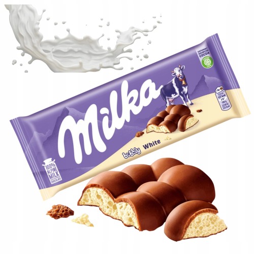 Przejdź do produktu Milka Bubbly White Czekolada Mleczna Czekolada Biała Pyszna Słodycz 95g
