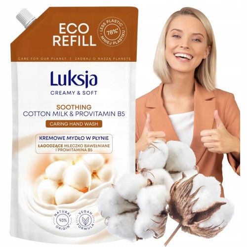 Przejdź do produktu Luksja Mydło w Płynie Do Rąk Zapas Kremowe Creamy Nawilżające & Soft 900ml