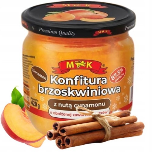 Przejdź do produktu MK Konfitura Brzoskwiniowa z Nutą Cynamonu Tradycyjna Słodycz Owoce 420g