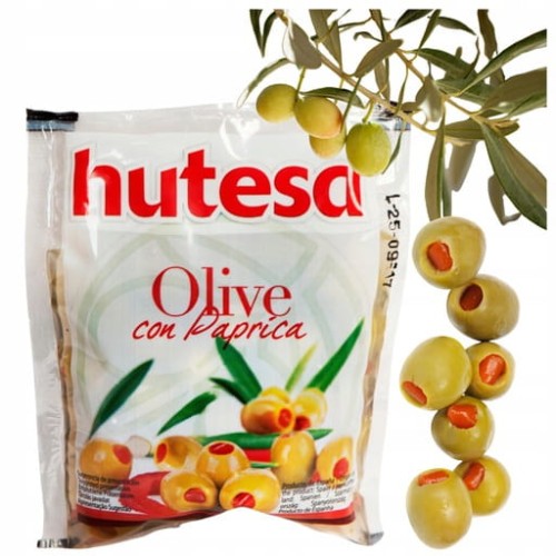 Przejdź do produktu MK Hutesa Oliwki Zielone Całe Bez Pestek z Papryką Poczuj Smak Hiszpani 180